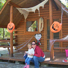 Cabin Decorated for Halloween